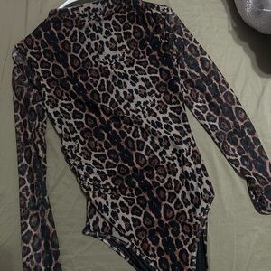 Leopard Print Long Sleeve Bodysuit